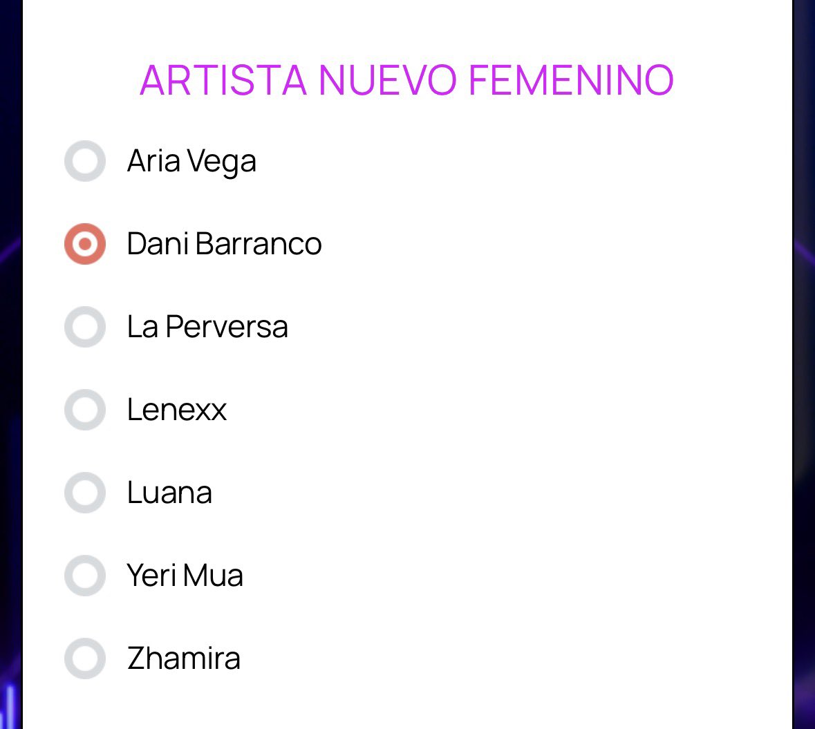 ABPink04's tweet photo. Mi gente, hoy es el último día para votar por Dani Barranco en la categoría ARTISTA NUEVO FEMENINO en los Premios Tu Música Urbano! ⬇️

https://t.co/9gI5jcFYtb

Vamos!! A votar masivamente! 

#NadieComoNosotros 
#DaniBarranco https://t.co/QC1w0HNAny