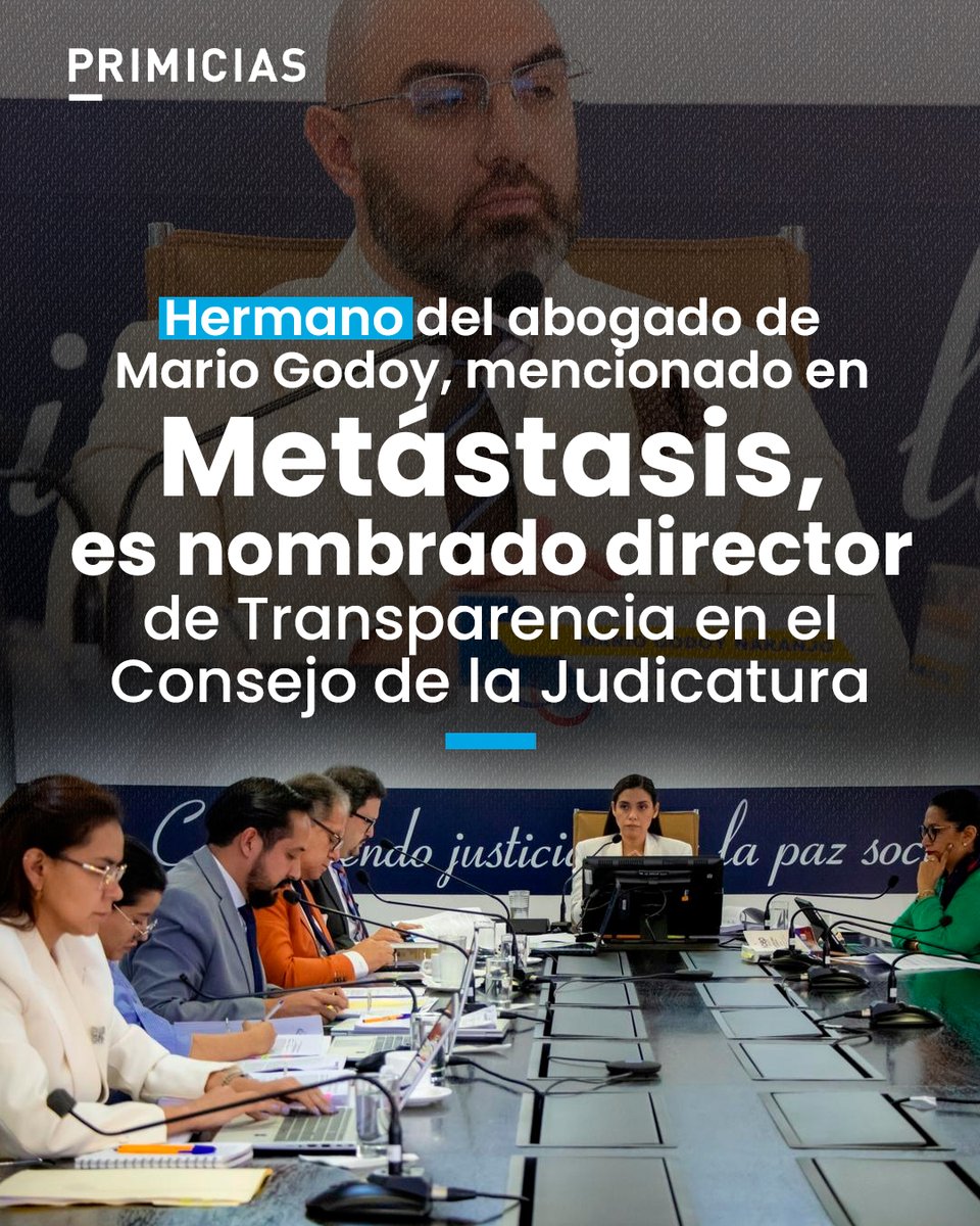 El Pleno del Consejo de la Judicatura designó a Roberto Guzmán, hermano del defensor de Mario Godoy, como nuevo director de Transparencia. Fue mencionado en los chats del caso Metástasis. Su nombramiento fue aprobado por unanimidad bajo la presidencia de Mercedes Caicedo.