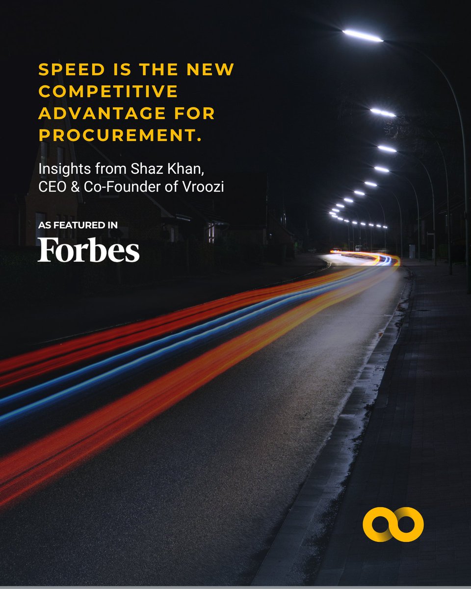 vroozi's tweet photo. Speed isn’t just an operational metric in procurement — it’s becoming a competitive advantage.

In his @ForbesTechCncl article, Vroozi CEO and Co-founder Shaz Khan shares why procurement teams that move faster are better positioned to capture savings, reduce risk, improve supplier relationships, and support business growth.

The takeaway: procurement bottlenecks don’t just slow down purchasing. They slow down the entire organization.

Read Shaz’s perspective in @Forbes: https://t.co/F4w5GIDFj3

hashtag#Vroozi hashtag#Procurement hashtag#ProcureToPay hashtag#DigitalProcurement hashtag#CPO hashtag#ProcurementTransformation