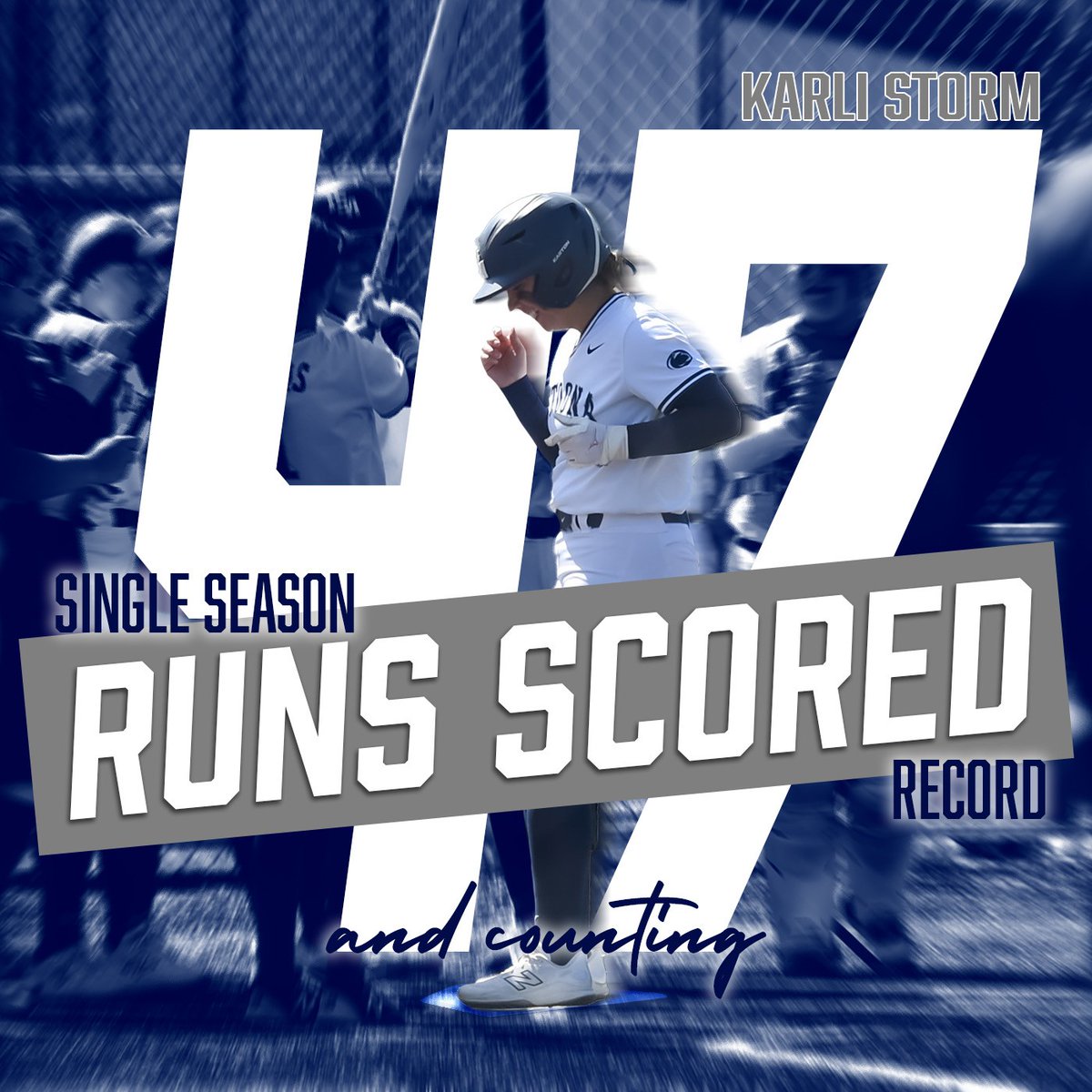 PSAltoonaLions's tweet photo. 🚨RECORD ALERT🚨
SS Karli Storm just set a new single-season team record for runs scored! After a run in today's game vs. Mt. Aloysius, Storm now owns the team's single-season record for runs, passing the previous mark of 46 set by former Lion Erin Cline in 2010. Congrats!

#d3sb https://t.co/jgQP8fiWYn