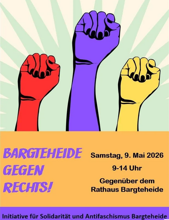 AfaNord's tweet photo. Bargteheide Nazifrei!
Am 9.5. plant die AfD einen Infostand in Bargteheide. Dort kam es in der letzten Zeit wiederholt zu #Neonazi-Angriffen. Auch die #AfD-Jugend #Stormarn startete Einschüchterungsversuche.
#Antifa-Protest:
🏴9.5.26 9:00 Am Rathaus #Bargteheide
#NoNazis #NoAfD https://t.co/COwaxvekuz