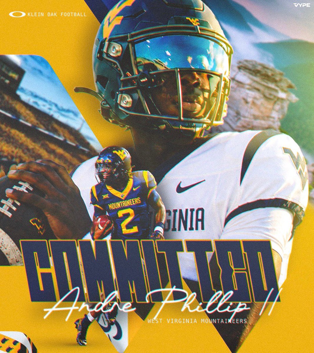 #AGTG 
I’m extremely blessed and excited to announce my commitment to <a href="/WVUfootball/">West Virginia Football</a> ⛰️ Giving thanks to God for without him none of this would be possible. I’m incredibly grateful for my family, coaches, and everyone who helped and prayed for me to get to this point. 

<a href="/KLEINOAKFB/">Klein Oak High School Football</a>