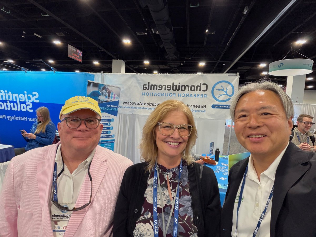 curechm's tweet photo. Another meaningful year at the Association for Research in Vision and Ophthalmology (ARVO) meeting in Denver, CO. Grateful for the opportunity to connect with researchers, clinicians, companies, and advocates while raising awareness for choroideremia (CHM). Exciting to see advancements in vision research and technology shaping the future of eye care.

#ARVO2026 #VisionResearch #CHM