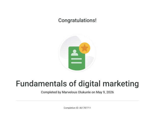 Marvel_tech07's tweet photo. Leveling up! 🚀 Just earned my Fundamentals of Digital Marketing certification. Excited to combine my mechatronics and hardware background with solid digital strategy. 🔧📈 Certificate: https://t.co/AN3TNx5hGj
#DigitalMarketing #GoogleDigitalGarage #Skillshop https://t.co/gNkspeWo5q
