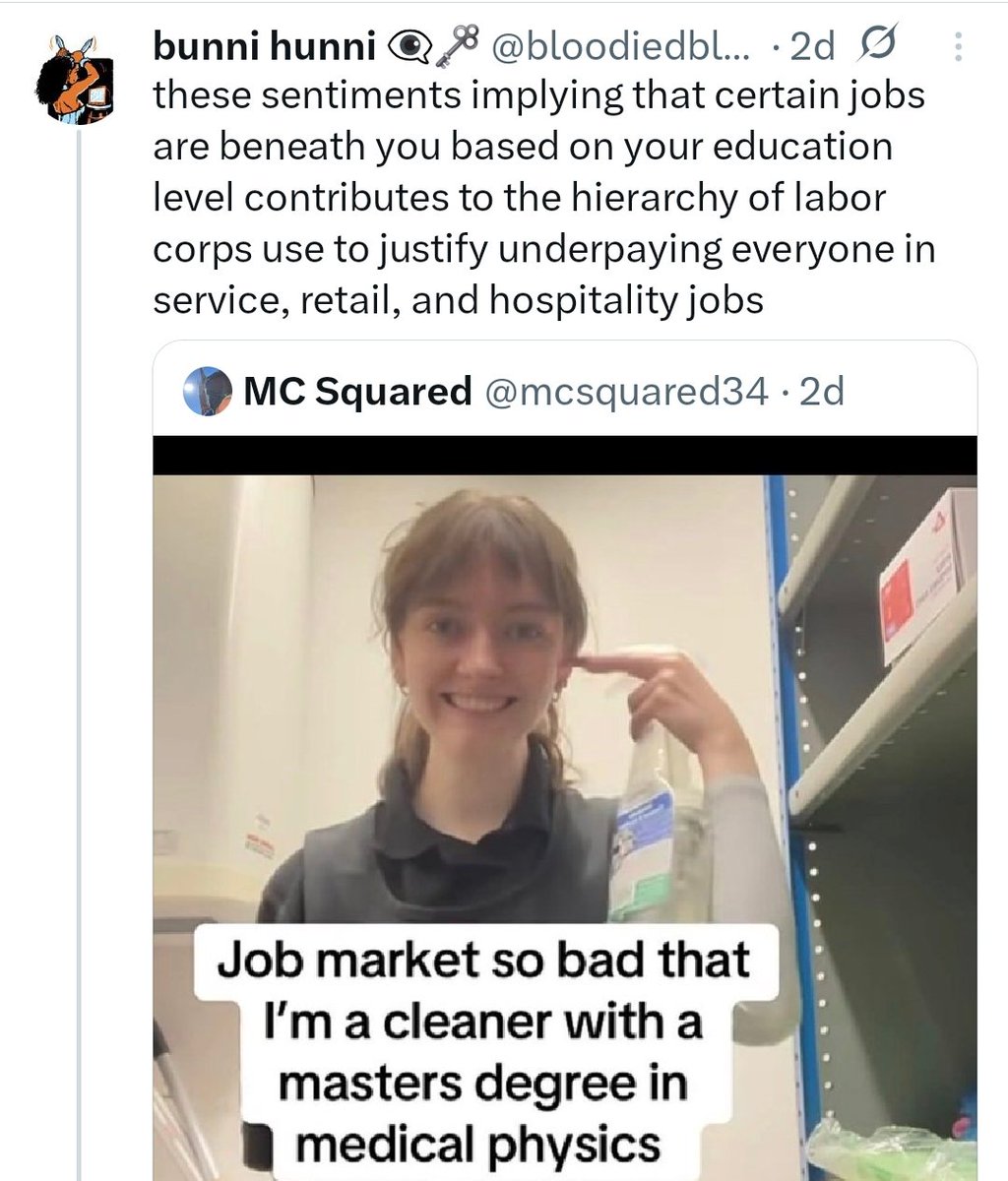 Studying for years for a highly complex field just to work a menial job is a huge waste of time and resources for both the person and the state, and definitely not the best use of her talents