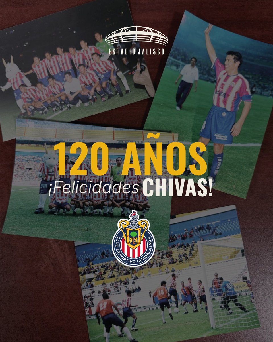 El Estadio Jalisco se enorgullece de ser casa del Club Deportivo Guadalajara, escenario de grandes momentos que forman parte de la historia del fútbol mexicano.

Hoy celebramos 120 años de pasión, tradición y legado ¡Felicidades, <a href="/Chivas/">CHIVAS</a>! 🔴⚪

#EstadioJalisco #Chivas #120Años