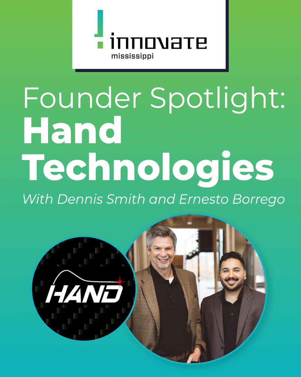 InnovateMS's tweet photo. Meet Hand Technologies, a Mississippi startup developing advanced materials for aerospace and defense. In this Founder Spotlight, Ernesto and Dr. Smith share the discovery behind their technology. 

Watch the story: https://t.co/KRa8MtLGHo https://t.co/9481B7Gkx9