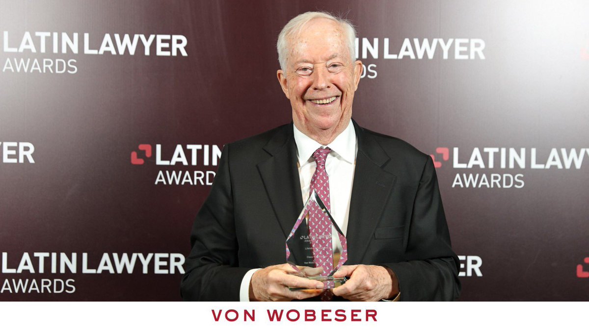VWySOficial's tweet photo. We are deeply proud to celebrate our honorary chairman and of counsel, Claus Von Wobeser, who received the Lifetime Achievement Award from Latin Lawyer during its annual awards ceremony in São Paulo, Brazil.

The award was presented by Jaime Fernández Madero, a leading reference in legal sector consulting in the region. This distinction recognizes Claus’s outstanding leadership and lasting contribution to international arbitration, the legal profession, and the institutional development of our firm.

As we celebrate our 40th anniversary, this recognition holds special significance for Von Wobeser y Sierra. Members of our executive committee also attended the ceremony, accompanying Claus on this important occasion for our firm.

We congratulate Claus on this extraordinary and well-deserved honor, and celebrate the profound impact of his leadership, legacy, and contributions to the legal profession.

#VonWobeserySierra #LatinLawyer #LifetimeAchievementAward #InternationalArbitration