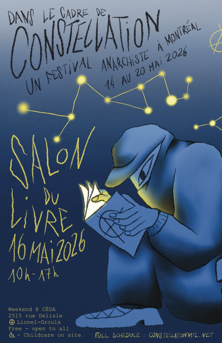JaggiMontreal's tweet photo. Le Salon du livre #anarchiste de #Montréal est déjà de retour! Ça se passe le samedi 16 mai, suivi d’un Skill Faire le dimanche 17 mai. Pour voir les détails et la programmation complète: https://t.co/6apqDxZ4b3 ... Bienvenue aux #anarchistes et aux anarcho-curieux·euses ! https://t.co/EElbpi6Vb3