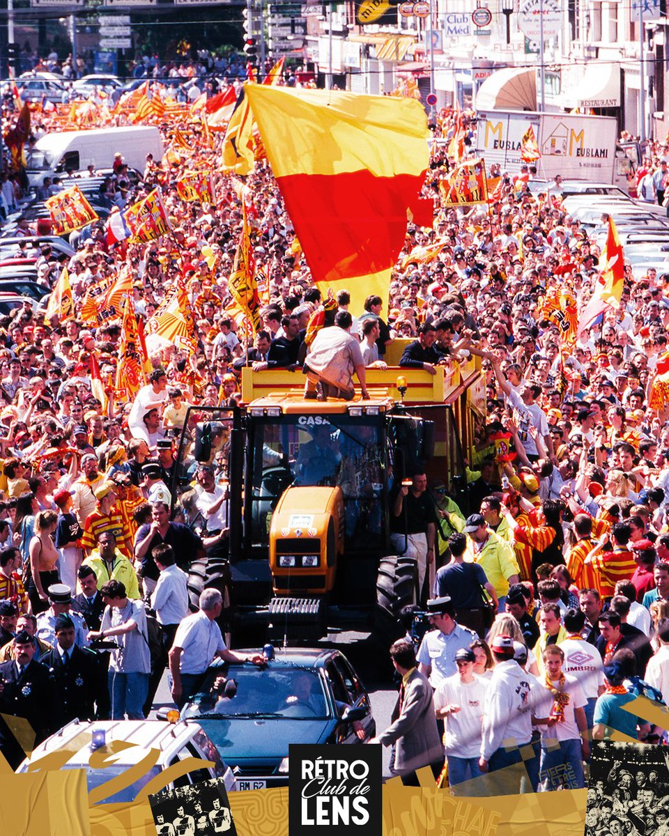 RCLens's tweet photo. 𝟏𝟎 𝐦𝐚𝐢 𝟏𝟗𝟗𝟖. 🔜

Champions de France la veille, les Sang et Or défilent au sein de la benne conduite par Gervais Martel et Daniel Leclercq. Des images mythiques, reflet des valeurs d’un club qui vient d'écrire sa plus belle page. 🚜

#120Ans #𝙍𝙚́𝙩𝙧𝙤ClubDeLens https://t.co/4lrFNDOOhR