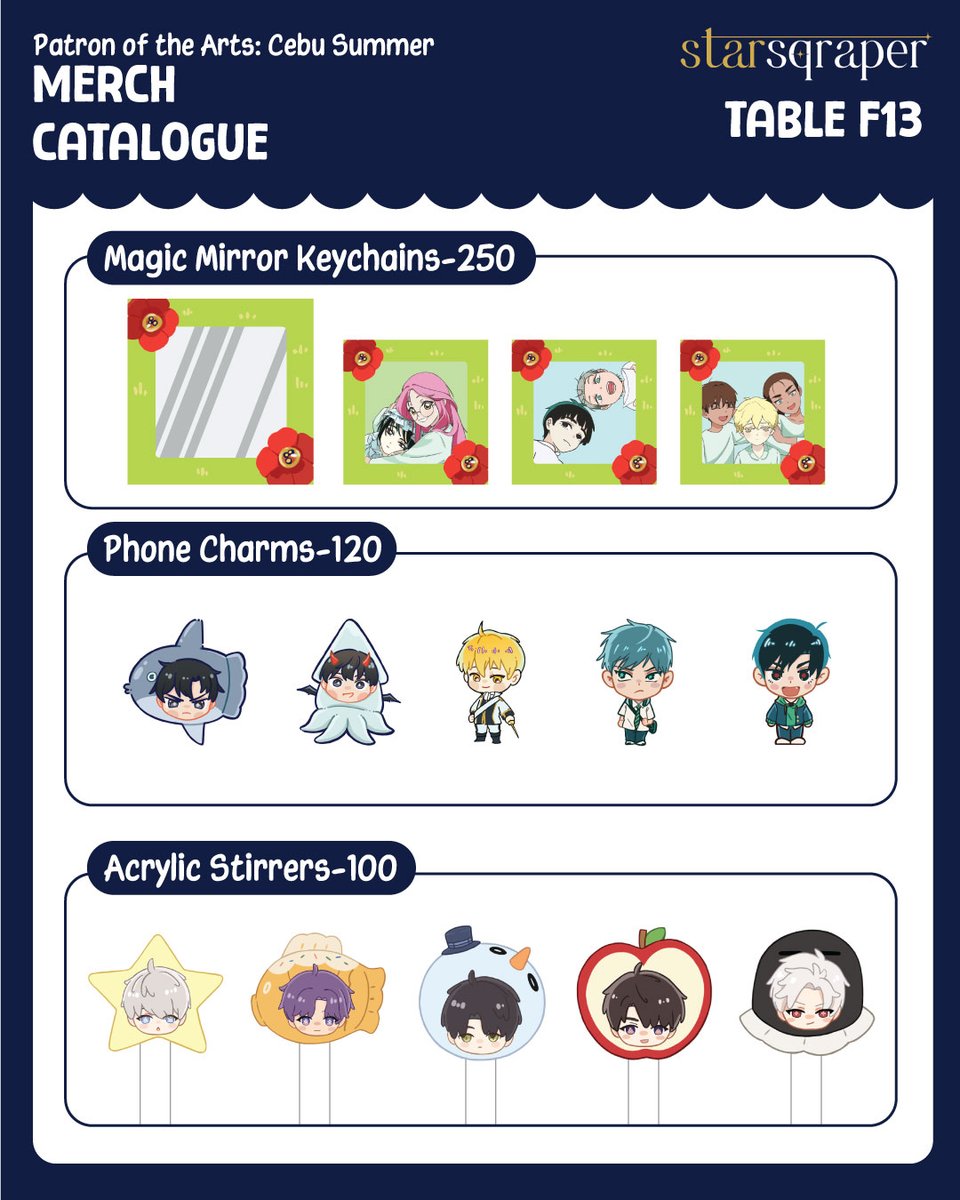 starsqraper's tweet photo. Here's my last minute merch catalogue for #potacebusummer

Merch: ALNST, ORV, TBHX, etc. 

See you there!

📌Patron of the Arts Regionals:Cebu Summer
🗓️May9-10
🎫Entrance is Php 100 https://t.co/ztBetVEjJF