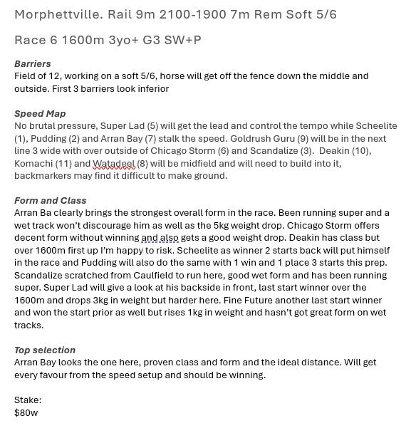 theeachwayplay's tweet photo. Only 2 bets today both at Morphettville
R6 2. Arran Bay $80w
R7 1. Aviatress $40w $60p

The Goodwood Handicap, no damn idea but for the sake of a tip Grand Larceny (cant believe I said that)

Good Luck All https://t.co/3SUK4U1uGL