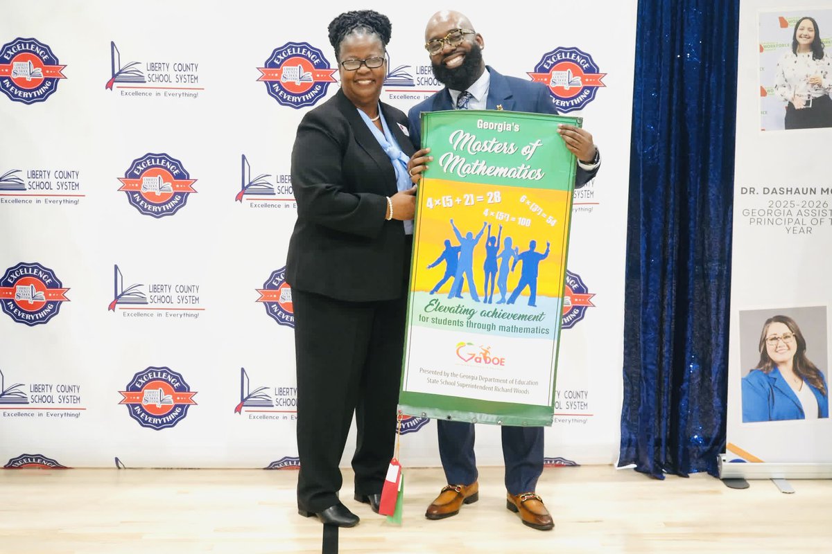 akjohnsonEdS's tweet photo. My school, @SGTheBestNest, received a Math Achievement Award today from the state of Georgia! Our Algebra students are amongst the top in the state! Proud Principal!💪🏾 https://t.co/oqGdkaKJ87