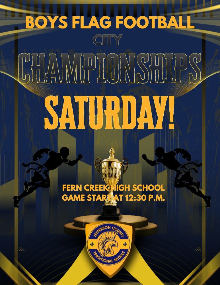 JCTMS_JCPS's tweet photo. 🏆 Come out and support our boys as they compete for the championship this Saturday! Let’s GOOOOOO Centurions! 🏈 https://t.co/7iMPdHL5be