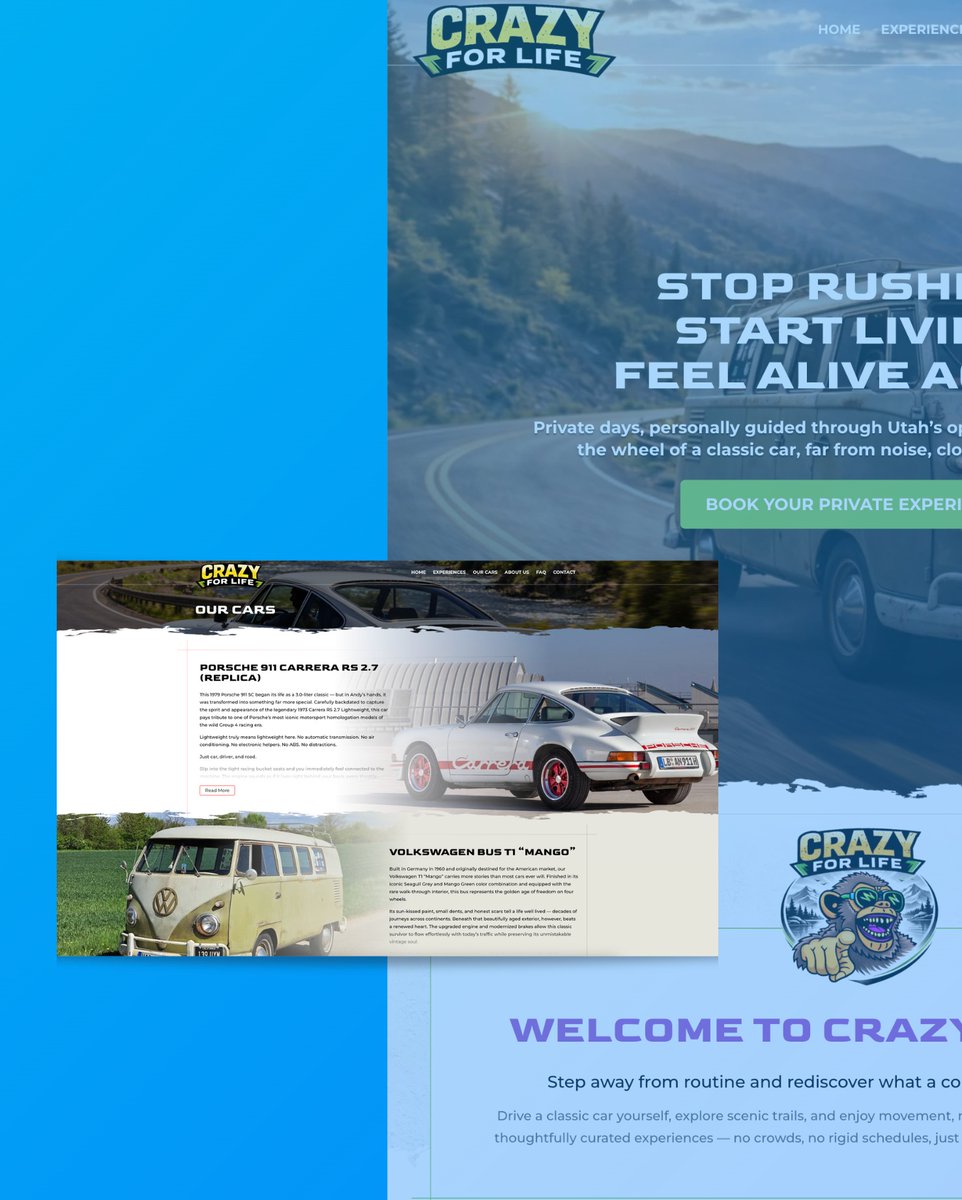 Kite_Media's tweet photo. Just launched: a brand-new website for Crazy For Life 🚗✨
Clean design, smooth functionality, and built to inspire adventure from the very first click. https://t.co/77HN0RzvWF