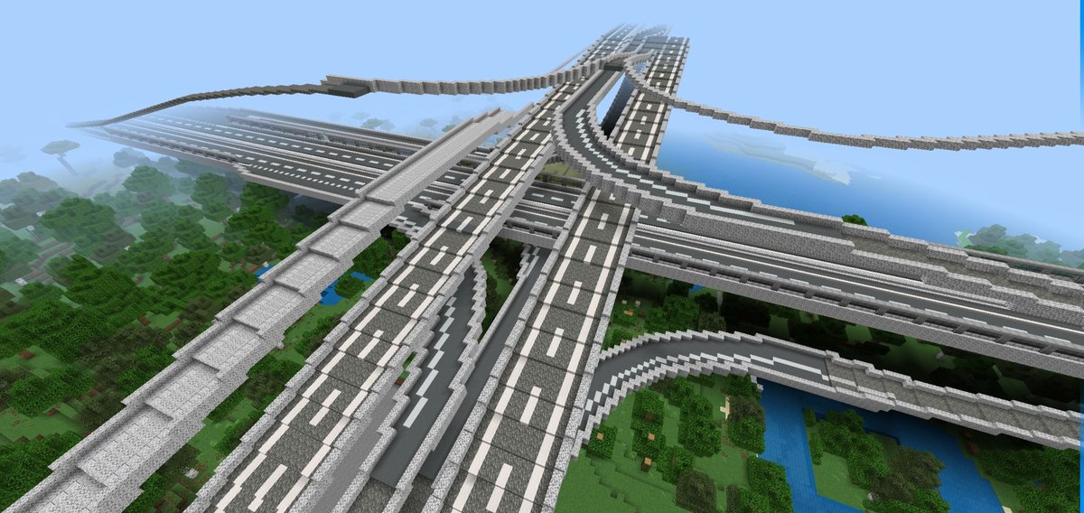 MilRuN129380's tweet photo. 高速道路のIC/JCTを作っています
これが完成すると、空港へのアクセスができるようになる予定です
【圏内10区　リゾン地区】

#Minecraft
#マイクラ
#minecraft建築コミュ
#マイクラ建築 https://t.co/oAbJ4KPXNr