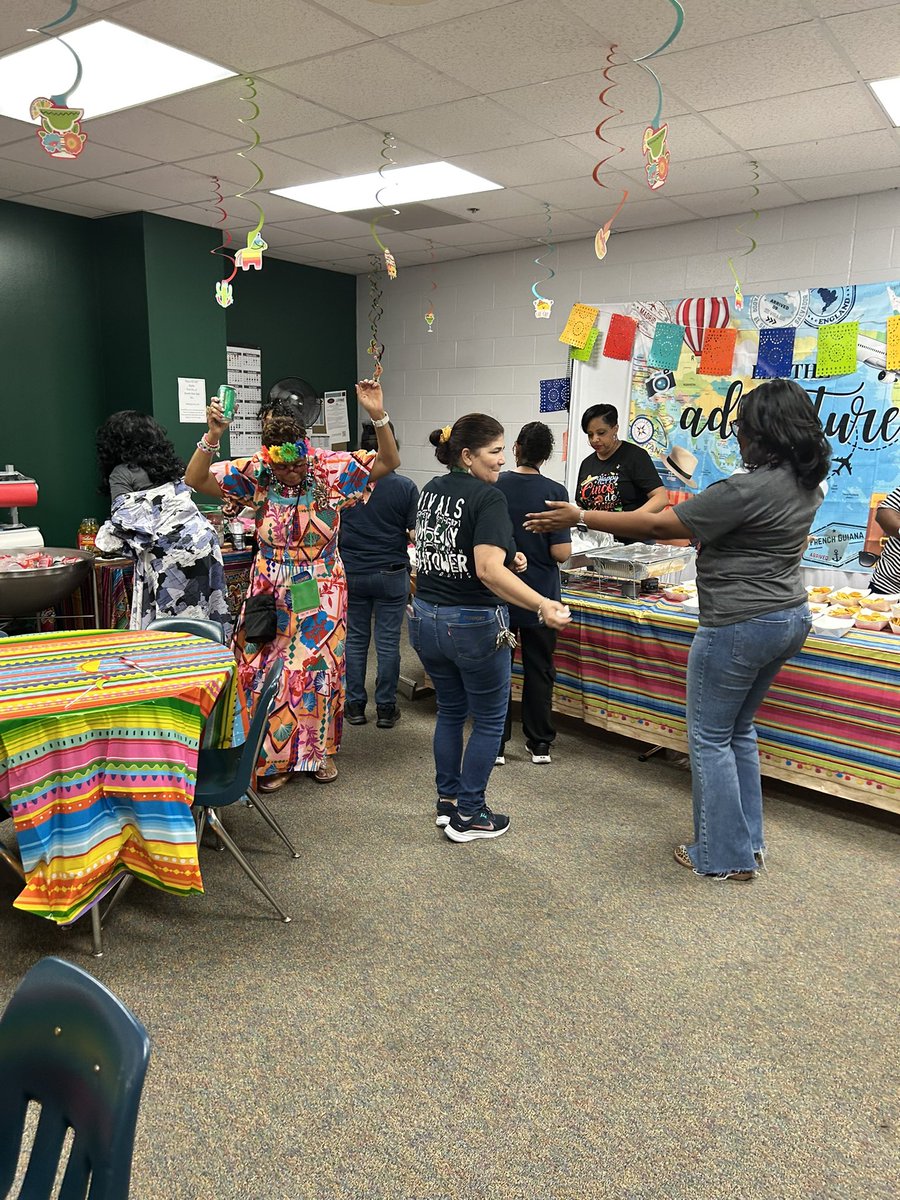 DExecAssistant's tweet photo. HHS staff brought the excitement on Cinco de Mayo — we touched down in Mexico, and the dancing immediately began!🇲🇽 @HHS_Canes https://t.co/EMgXPG1Ole