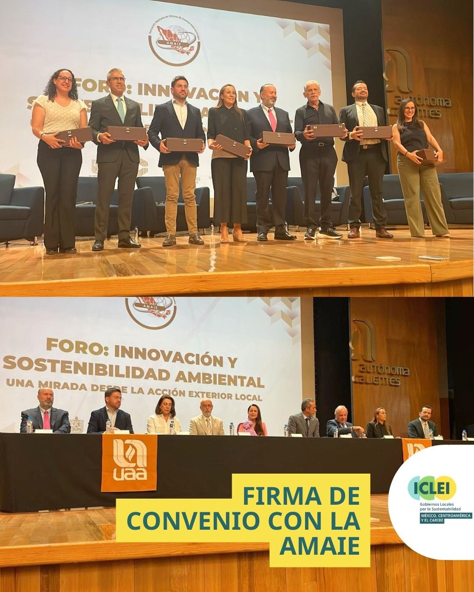 ICLEImx's tweet photo. 🤝🌎 ICLEI firmó el día de ayer en Aguascalientes un convenio de colaboración con la AMAIE, la Asociación Mexicana de Oficinas de Asuntos Internacionales de los Estados, en el marco del Foro de Innovación y Sustentabilidad Ambiental: Una mirada desde la Acción Exterior Local. https://t.co/Kld6dbWF8z