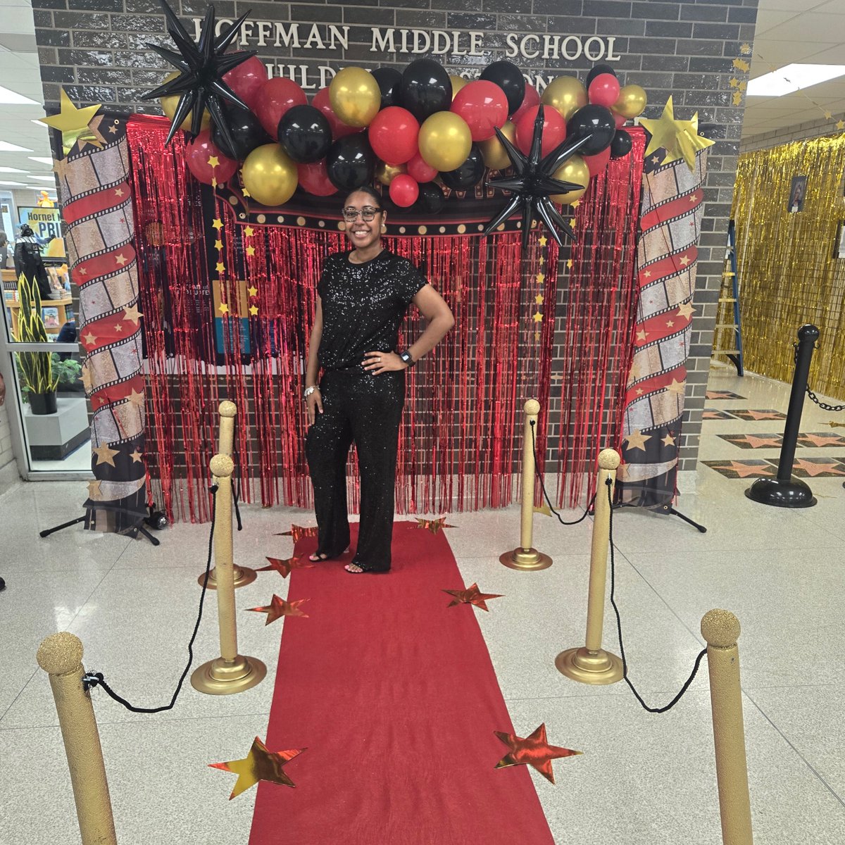 HoffmanMS_AISD's tweet photo. Hornet Nation rolled out the red carpet for our A-List teachers this year! We hope all of our stars enjoy their post production weekend! @AldineISD 🍿 https://t.co/K0FE7UDRxK
