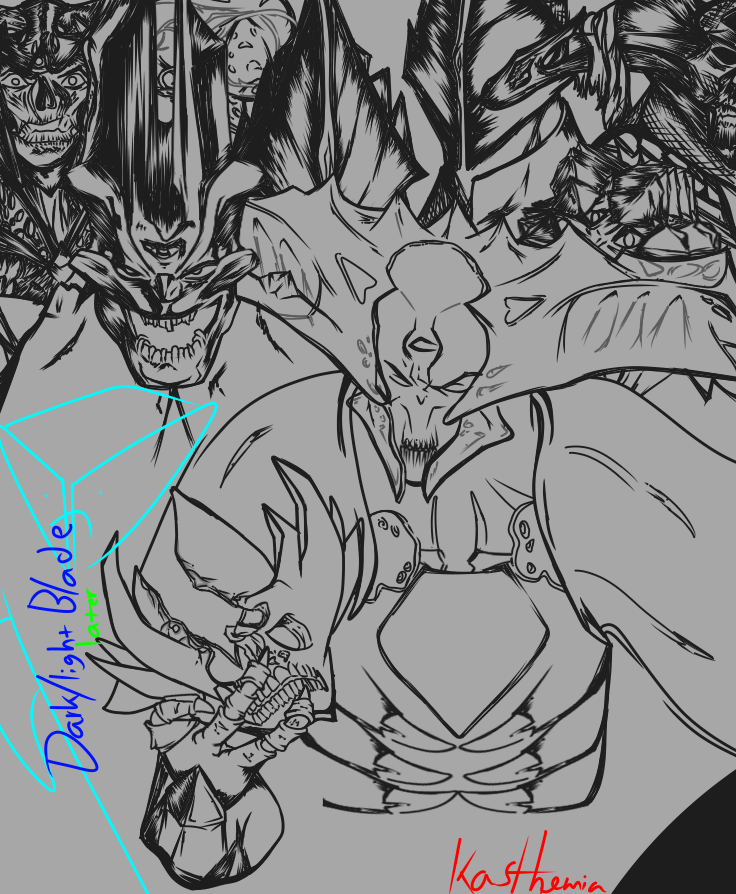 Gig4man's tweet photo. I HATE DRAWING Dûl Incaru AND Xivu Arath, theyr faces are so fucked, but im too tired to redo them... but iI LOVE HOW TWINS AND Nokris CAME OUT https://t.co/54gZP8CVWV