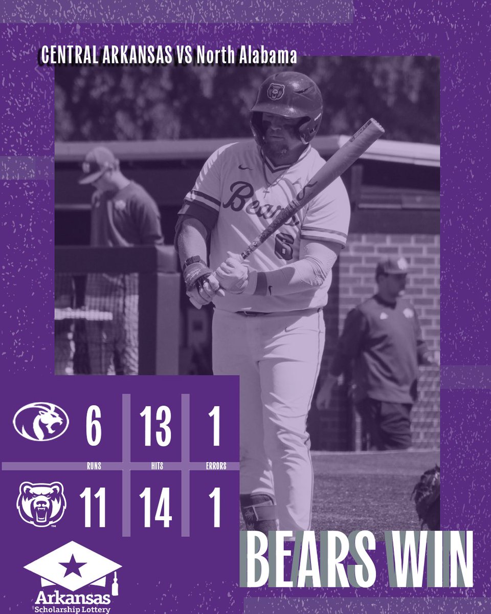 UCABearBaseball's tweet photo. Bears WIN and are now tied for 1st in the ASUN Gold Division!

#BearClawsUp x #ThisisWinning
#FightFinishFaith https://t.co/SChedpCnd6