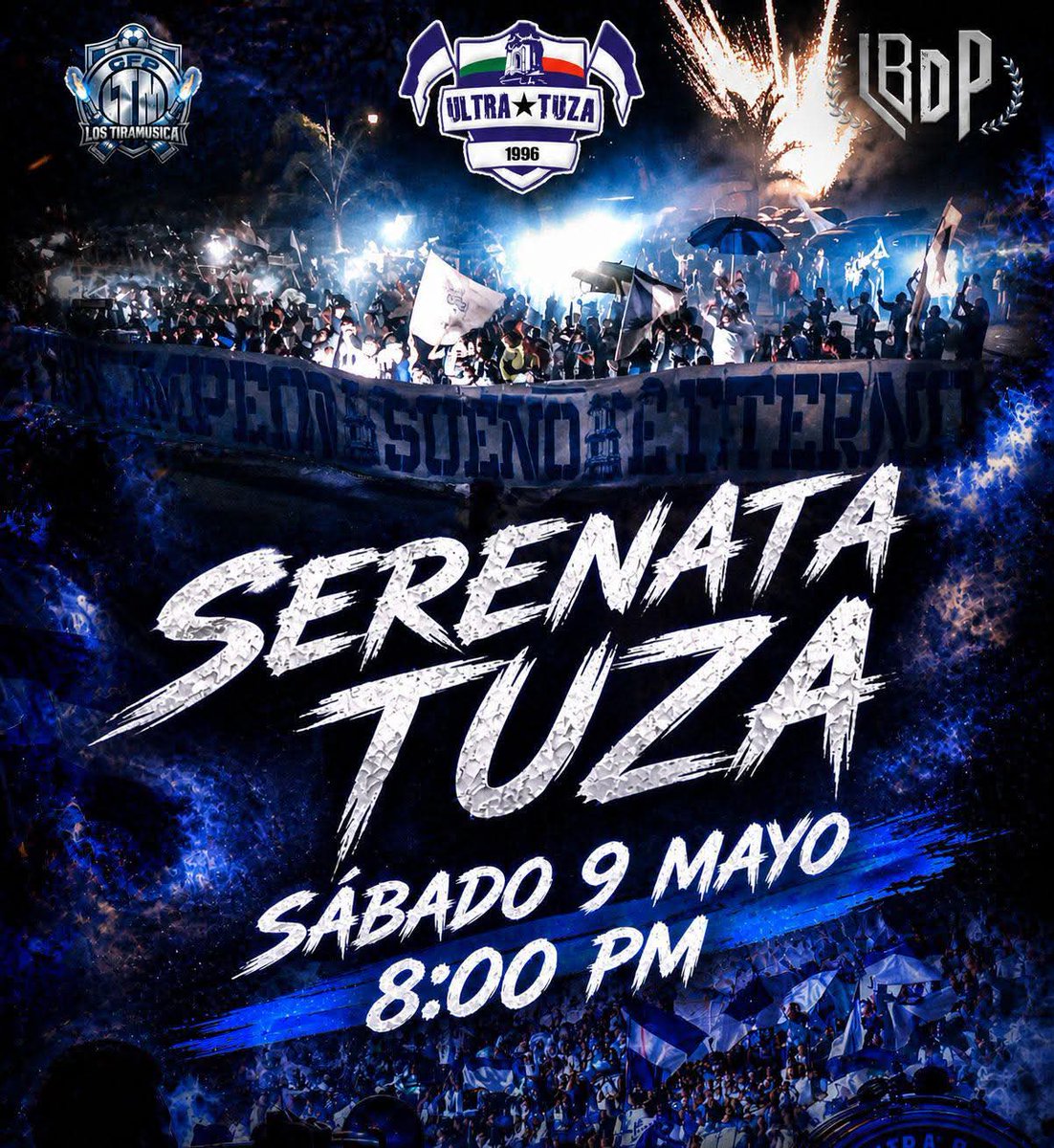 A los 8 cabrones que le vamos al Pachuca, caiganle razita, el día de mañana a las 20:00 horas va a haber serenata Tuza en el Hotel Camino Real, para le cantemos al Tuzo, nos vemos mañana!! Lleven su bandera