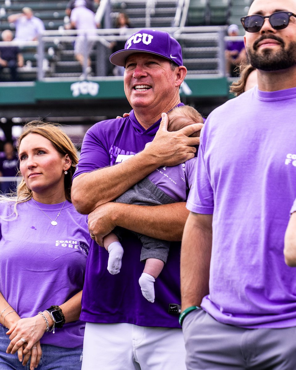 TCU_Baseball's tweet photo. big smiles for the 🐐

thank you and congratulations, @CoachDaveLawn! 

#GoFrogs | #FrogballUSA https://t.co/GcxxwEAni0