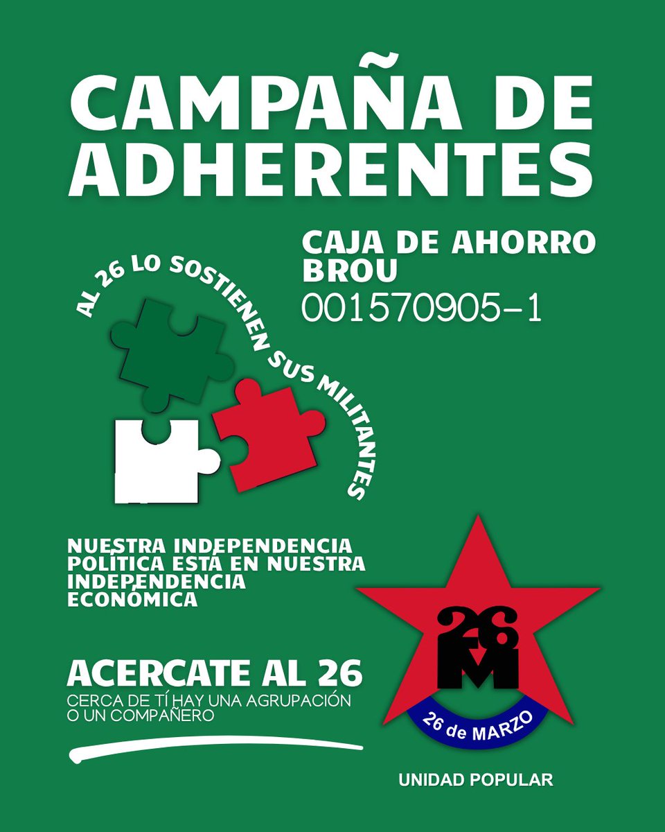 ✊🏼 Colaborá con el 26, aportá a la reconstrucción de #LaIzquierdaQueLucha

#izquierda #26demarzo #unidadpopular