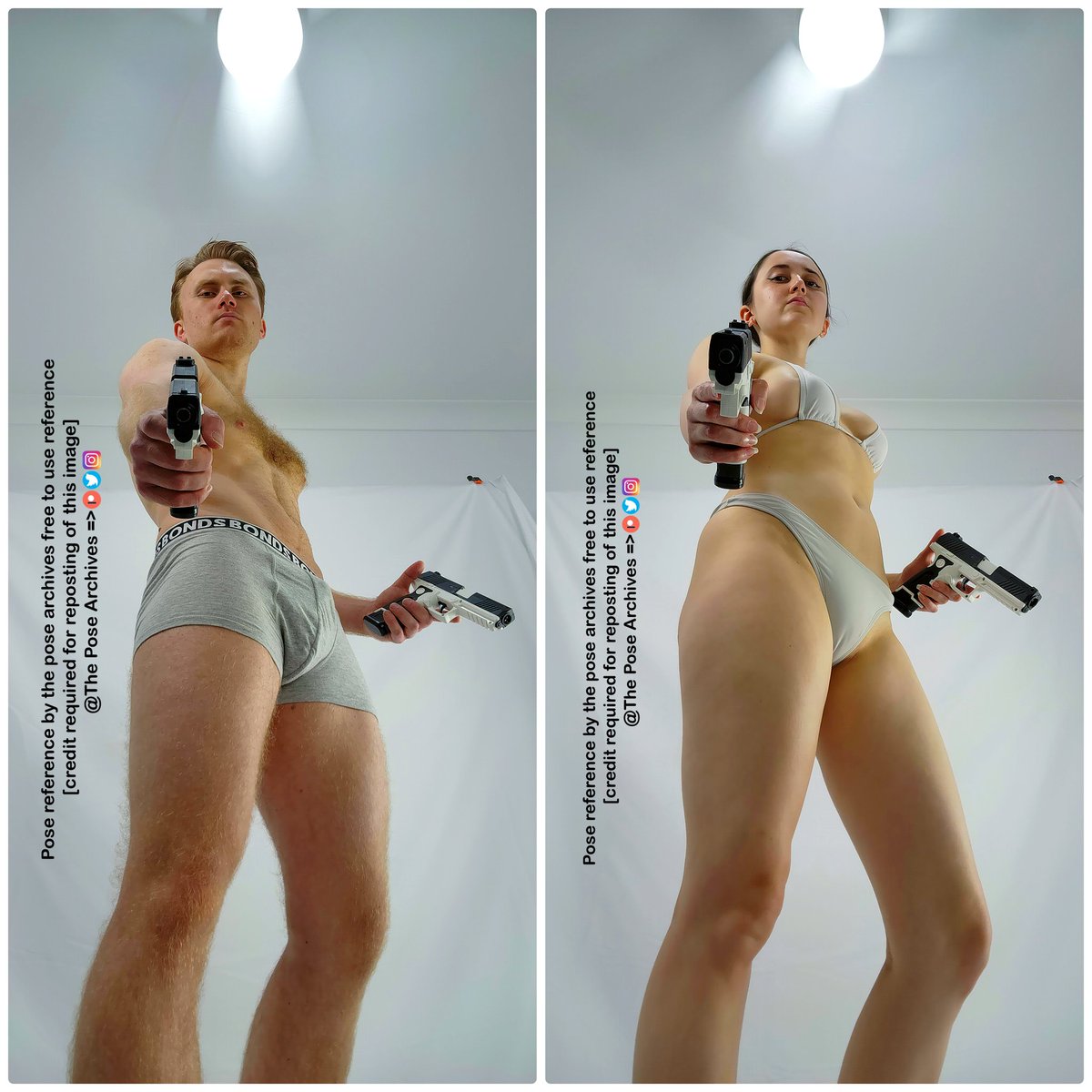 Pose Reference!✏️ [FAKE GUN]
Standing/low angle/gun/weapon/perspective/forshortening