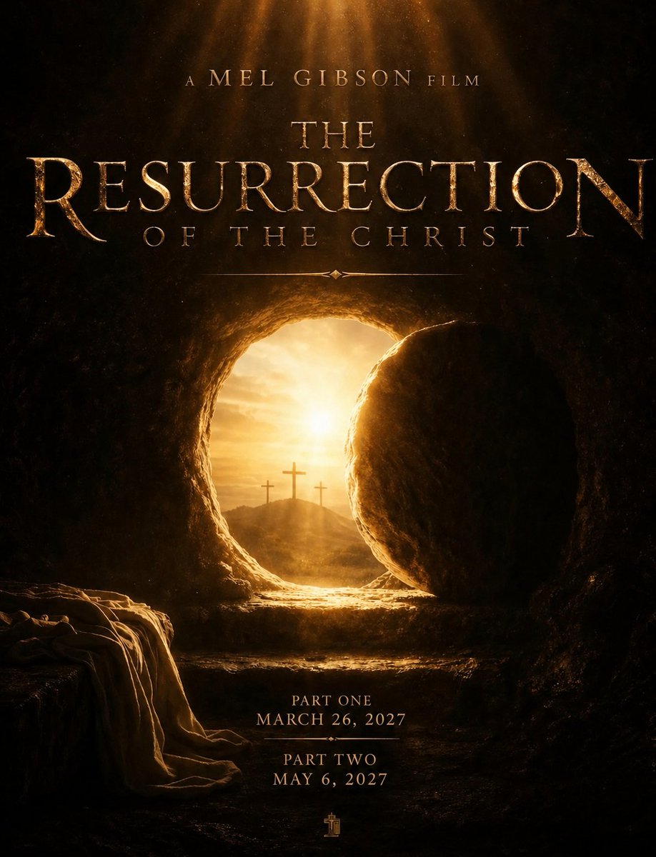 Ya hay fecha de estreno para la producción de Mel Gibson "La Resurrección de Cristo". 
La producción será estrenada en dos partes durante el 2027, la primera llegará a los cines el 26 de marzo (viernes Santo) y la segunda parte se estrenará el 6 de mayo (día de la Ascención) 🙏🏻🙏🏻