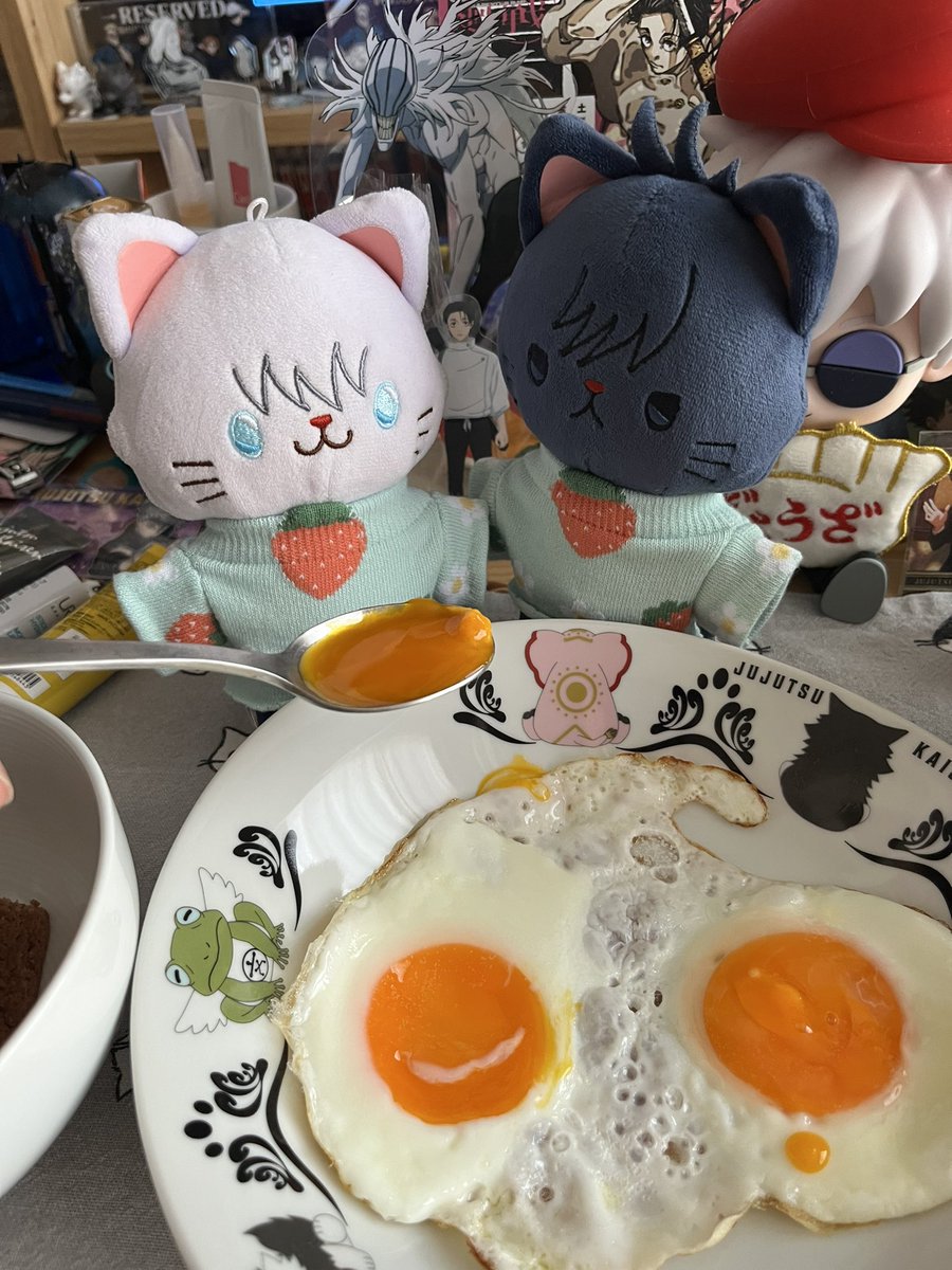 🐈おいし〜い😋 次🐈‍⬛ねっ‼️今朝の目玉焼きは最高ですよね☺️ 私