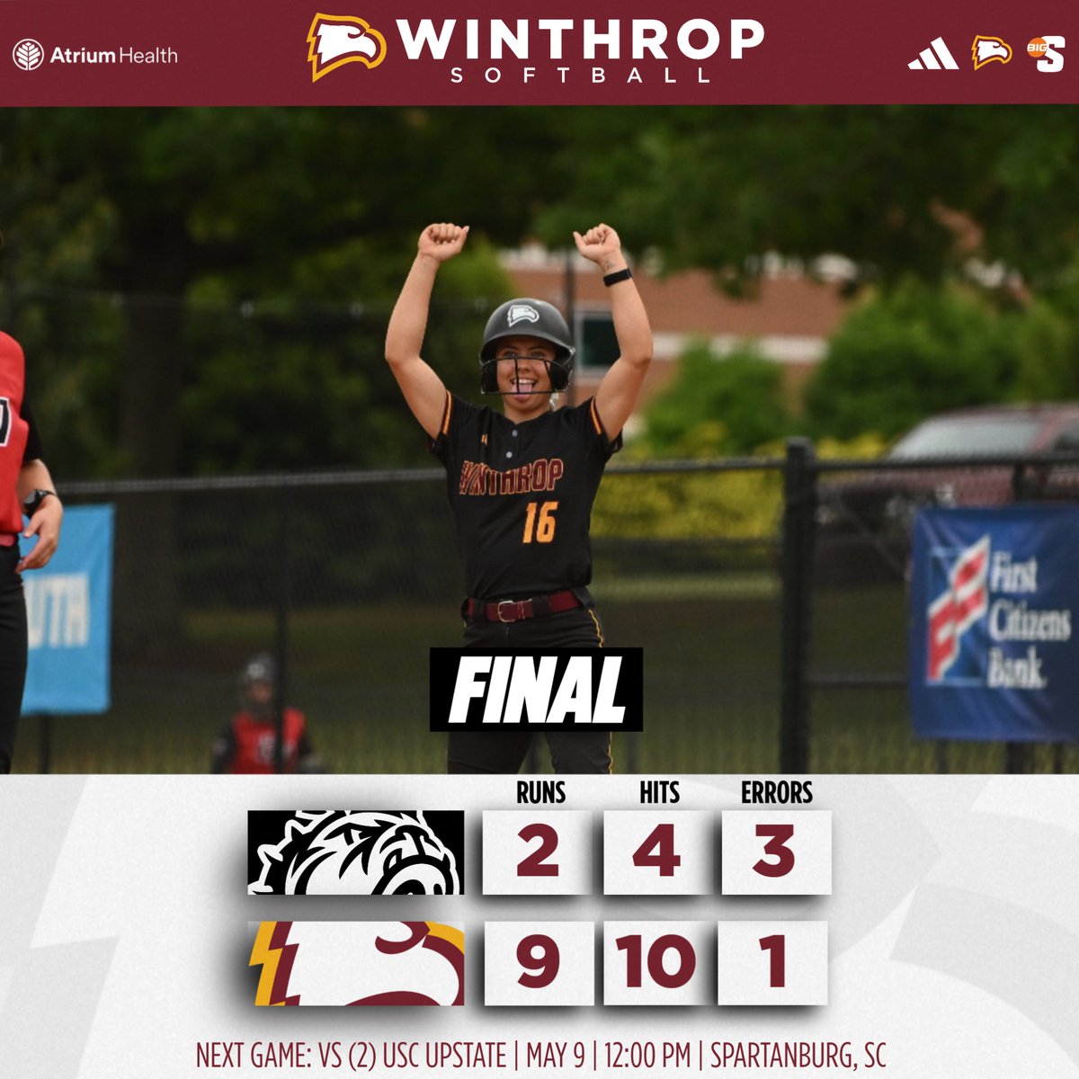 Winthropsoftbal's tweet photo. On To The 'Ship For The 3rd Straight Year😍

#ROCKtheHILL | #BigSouthSB https://t.co/M6kqt5dqh2