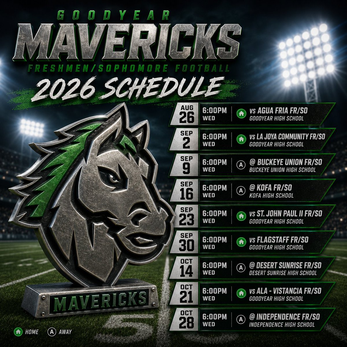GHSMavsFB's tweet photo. 2026 Fr/So Football Schedule! Let's Go MAVS!! https://t.co/ilAYzPEFED