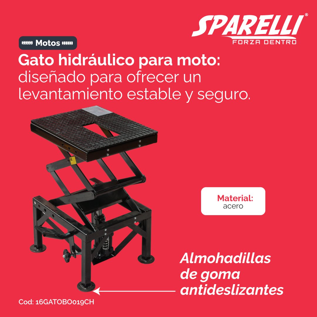 Sparelli_mx's tweet photo. 🏍️🔧El gato hidráulico Sparelli está diseñado para ofrecer estabilidad, resistencia y un levantamiento sin
esfuerzo, ideal para mantenimiento y reparaciones.

Visita https://t.co/hMKxCcdXVo 👈
#Sparelli #MotoService #HerramientasMoto
#MantenimientoMoto #CalidadAutomotriz https://t.co/AvuEnlIOxB
