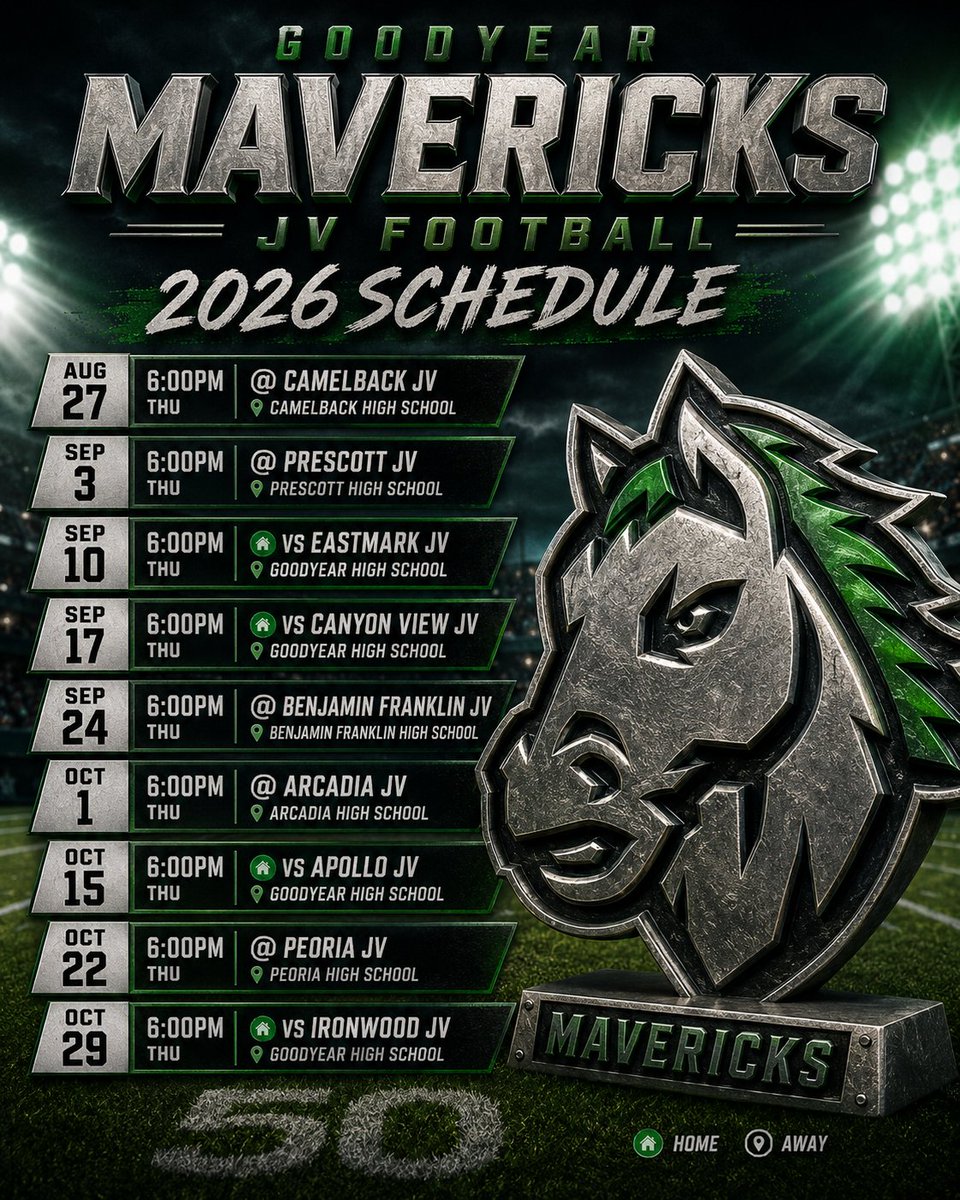GHSMavsFB's tweet photo. 2026 JV Football Schedule! Let's Go MAVS!! https://t.co/4ubIpzykGj