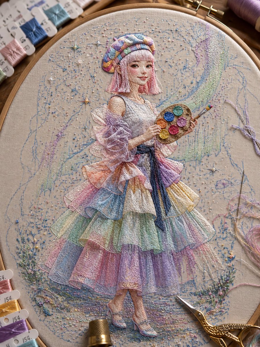 うちの子の刺繍化✨楽しい❣️ 素敵なプロンプトありがとうございます