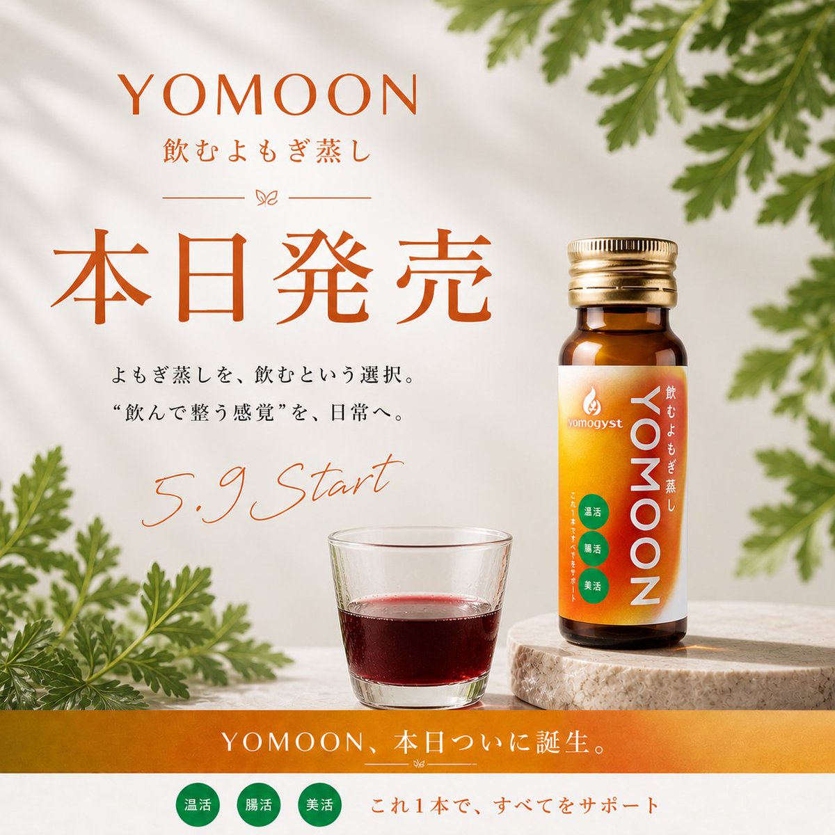 YOMOON_jp's tweet photo. 飲むよもぎ蒸し「YOMOON」
本日発売開始しました。🌿
よもぎ蒸しの“整う感覚”を、
もっと日常に取り入れられないか。
そんな想いから、何度も試作を重ねて生まれた1本です。

よもぎ蒸し前に。
お風呂前に。
▼オンラインショップはこちら
 https://t.co/h67K30UWpT

#YOMOON #飲むよもぎ蒸し #新発売 https://t.co/yTeccwdv6t