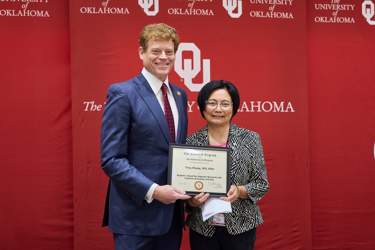 OUPublicHealth's tweet photo. Please join us in congratulating Dr. Ying Zhang on receiving the 2026 Regents Award for Superior Research and Creative/Scholarly Activity — one of the University’s highest honors! 🎉 https://t.co/ODoRqSdbsK