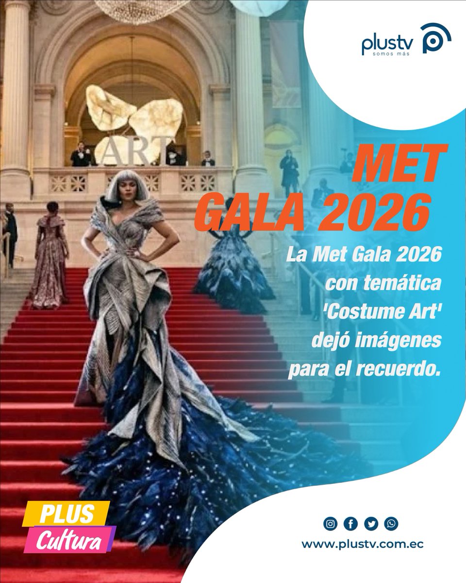 plustv25's tweet photo. 👗🤩 ¡LA MET GALA 2026 LO DIO TODO! Alfombra blanca, arte en movimiento y looks que nadie esperaba 😱✨ La moda como nunca la habías visto. ¿Cuál fue tu look favorito? 👇 #MetGala2026 #Moda #Tendencias #PlusNoticias #CostumeArt https://t.co/WGX1LfZoA6