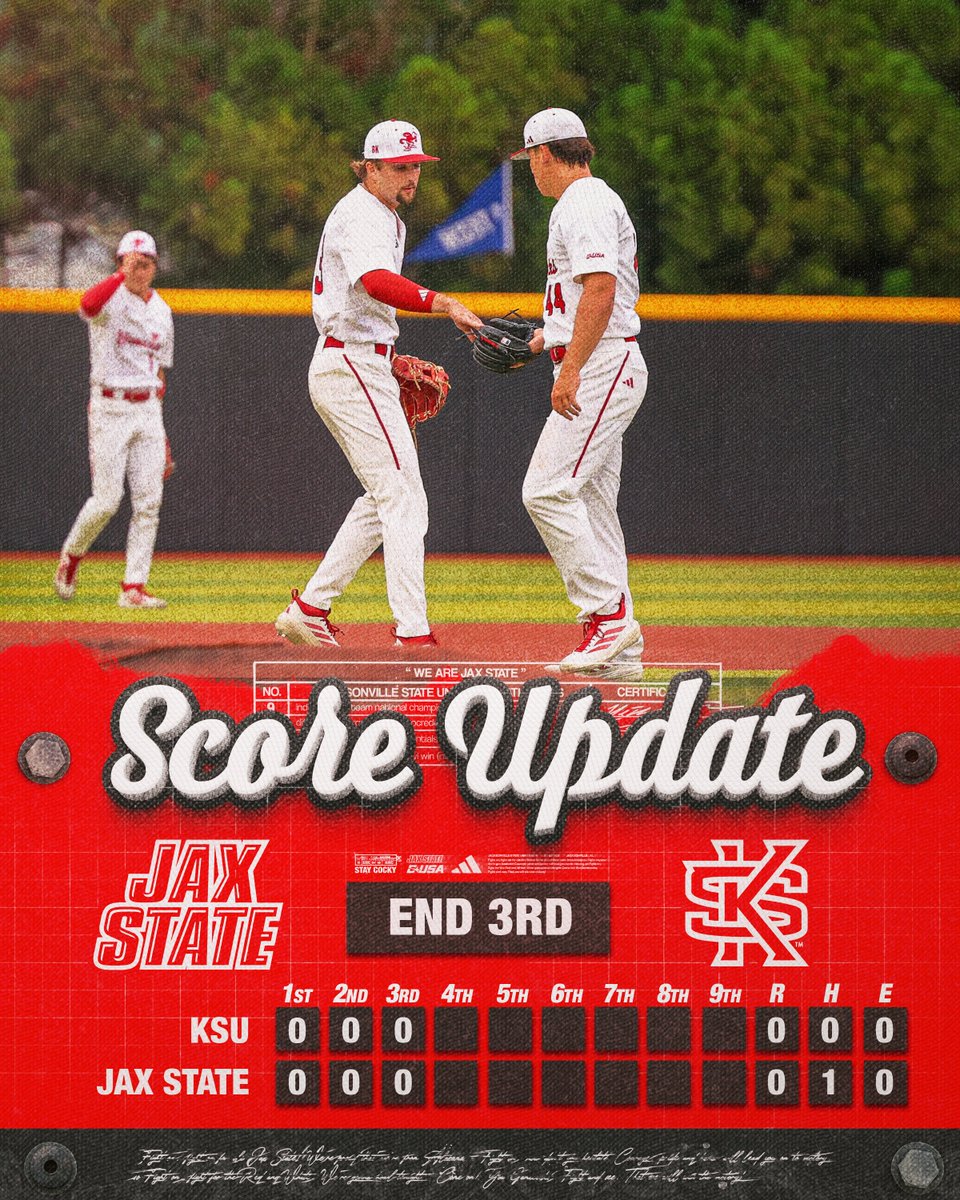 JaxStateBB's tweet photo. Pitching duel through three! ⚔️

#StayCocky🐔 | #FearTheBeak👌 https://t.co/bHRydUNtsD