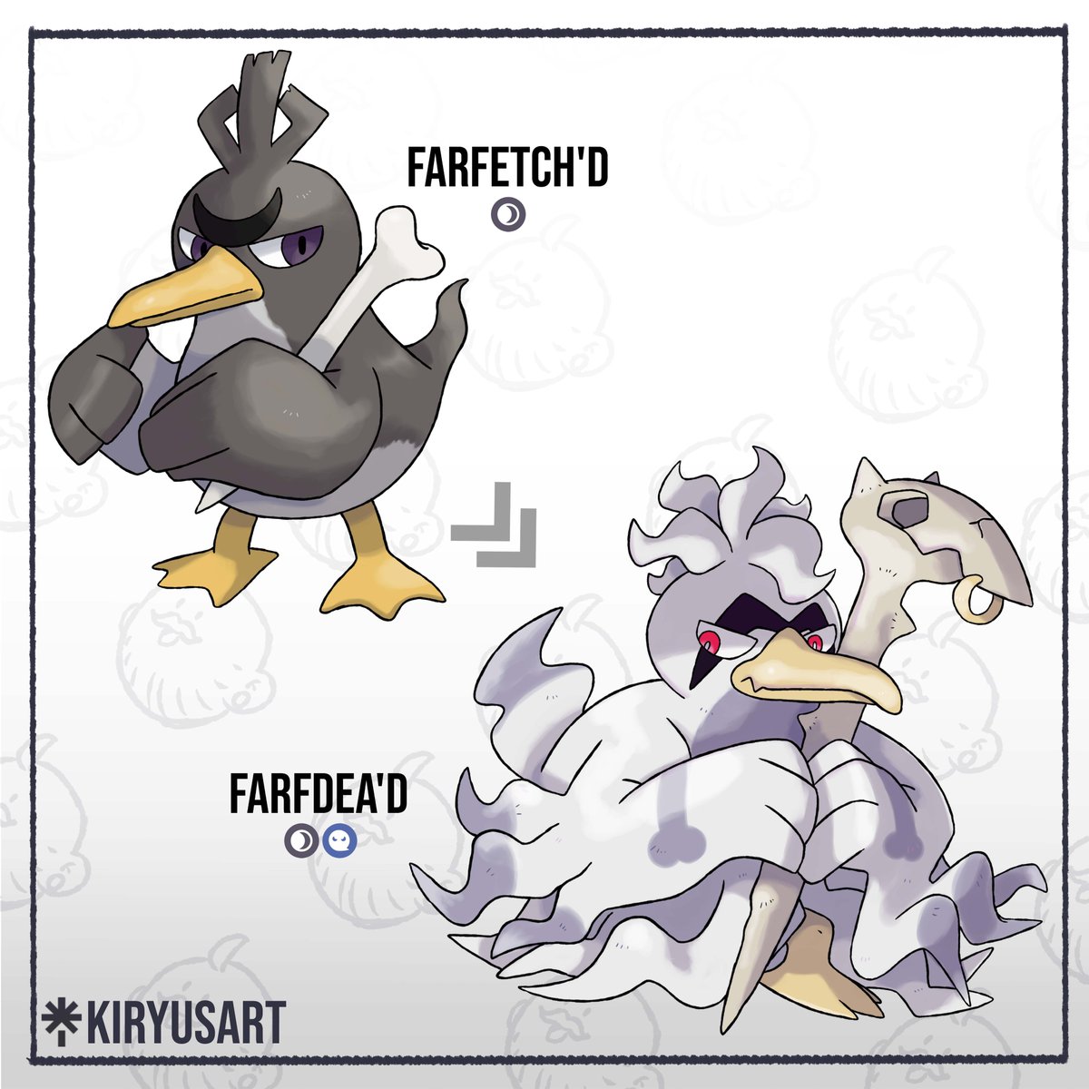 kiryusart's tweet photo. Farfetch'd and Farfdea'd 💀🦆

Adopted by @FrostyAuroraPup

#Art #Pokemon #Fakemon https://t.co/td6EVK2OYg
