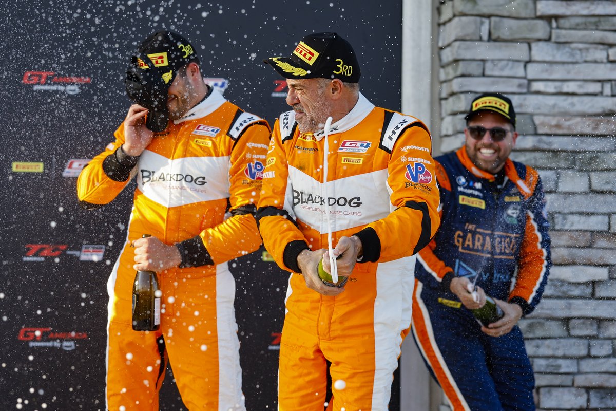 BlackdogSpeed's tweet photo. Scenes from #GTSebring, Friday Edition. Much-needed podium finish in an all-around team performance this afternoon. P3 nets us good points, @MSCooper1 set the fastest race lap and we're full speed ahead into R2 tomorrow afternoon! #McLaren #Artura #GT4 #GT4America https://t.co/GPRWd6DFQK