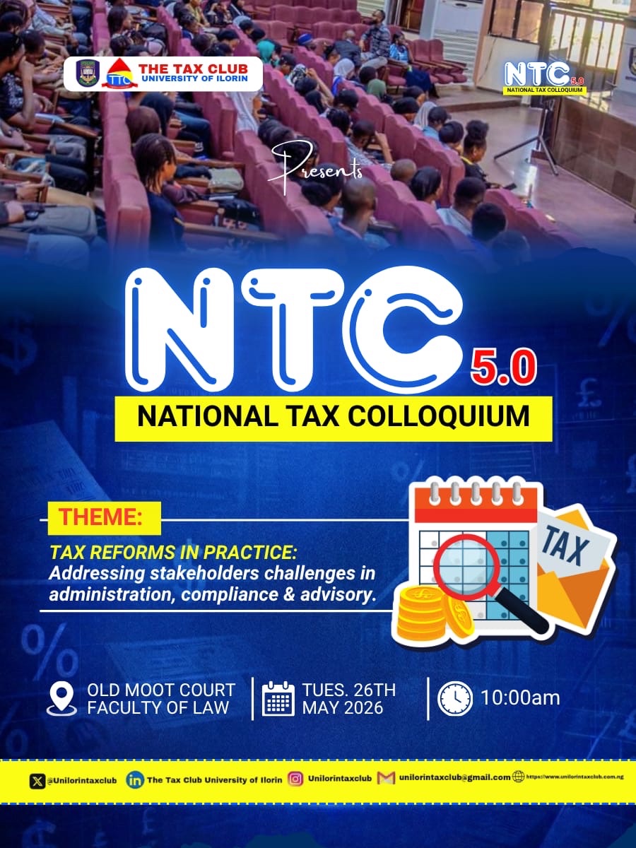 Unilorintaxclub's tweet photo. It's decided, NTC 5.0 is here!
The Tax Club, University of Ilorin presents its fifth National Tax Colloquium.
📌 Join the group here: https://t.co/dfqktisdDR
📝 Register and secure your seat: https://t.co/KzUwiWQ7lJ
See you there!
#NTC5.0 #TaxClubUnilorin #StayTaxified https://t.co/x9XFCT0MaP