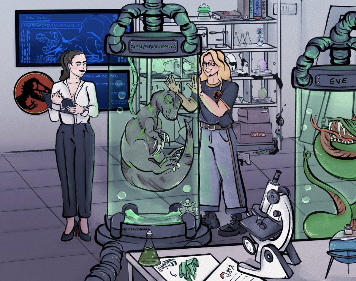 Scientist Lena shows cute Jurassic park visitor Kara what she can do in the lab 🧪 🦕 🦖  #supercorp

Commissioned by <a href="/Kingstonisafur/">Addison/Kingston</a>  🥹✨💕