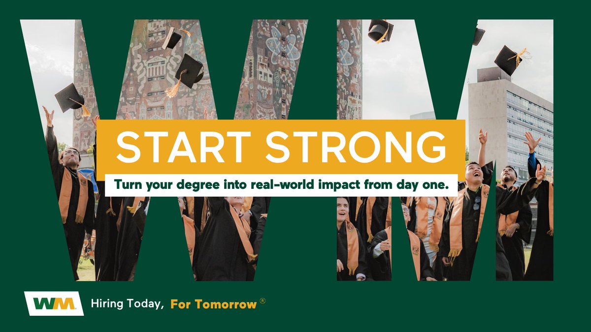 WMCareers's tweet photo. Graduating soon? 📷 Start your career with purpose. @WasteManagement offers training, growth, and real-world impact from day 1. #JoinWM #CareersWithPurpose #Classof2026
https://t.co/9KsUBy9zgG https://t.co/HDM4Sw239d