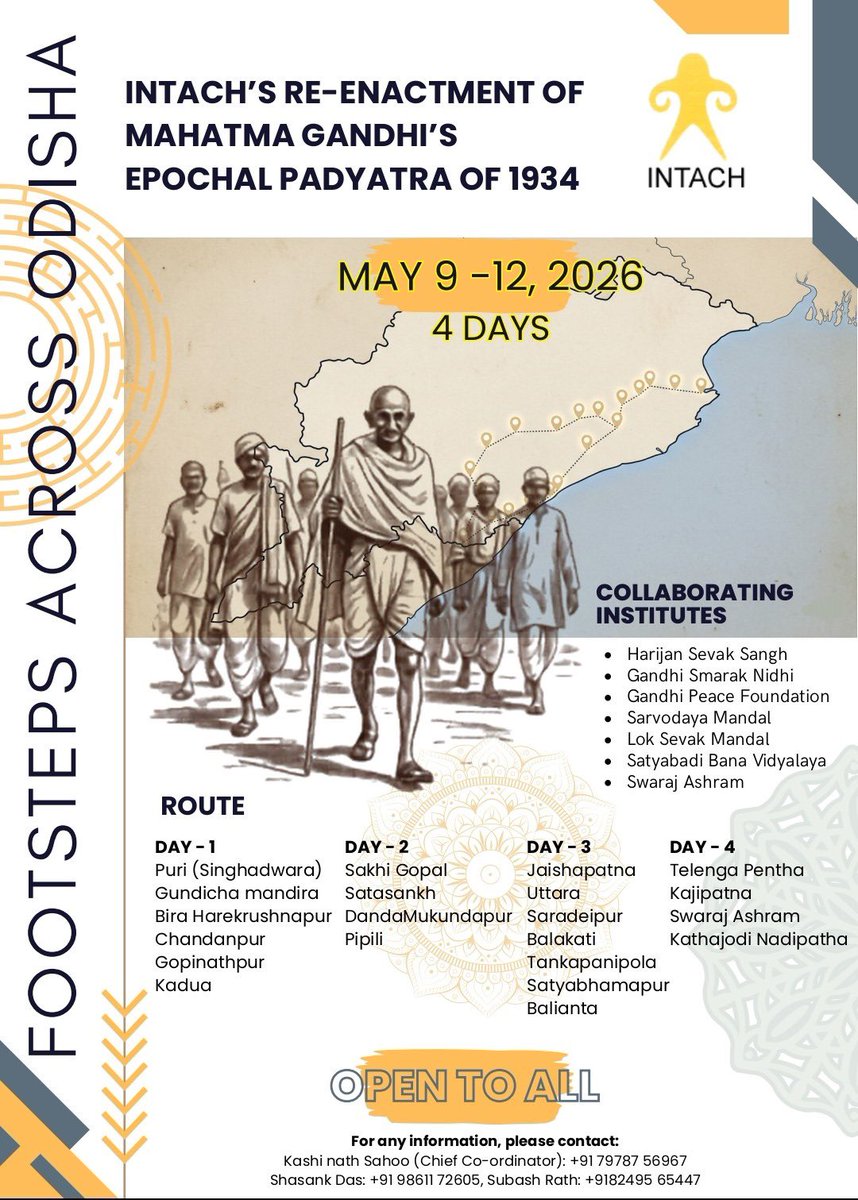 devasissarangi's tweet photo. With Lord Jagannath’s blessings we at INTACH (#Odisha) are going to start our Gandhi Padajatra from Singhadwar #Puri @ 6 AM today.
Join us where you can.
#GandhiPadaJatra #GandhiPadaYatra #GandhiPadyatra
#INTACH https://t.co/Vt30d1HI12