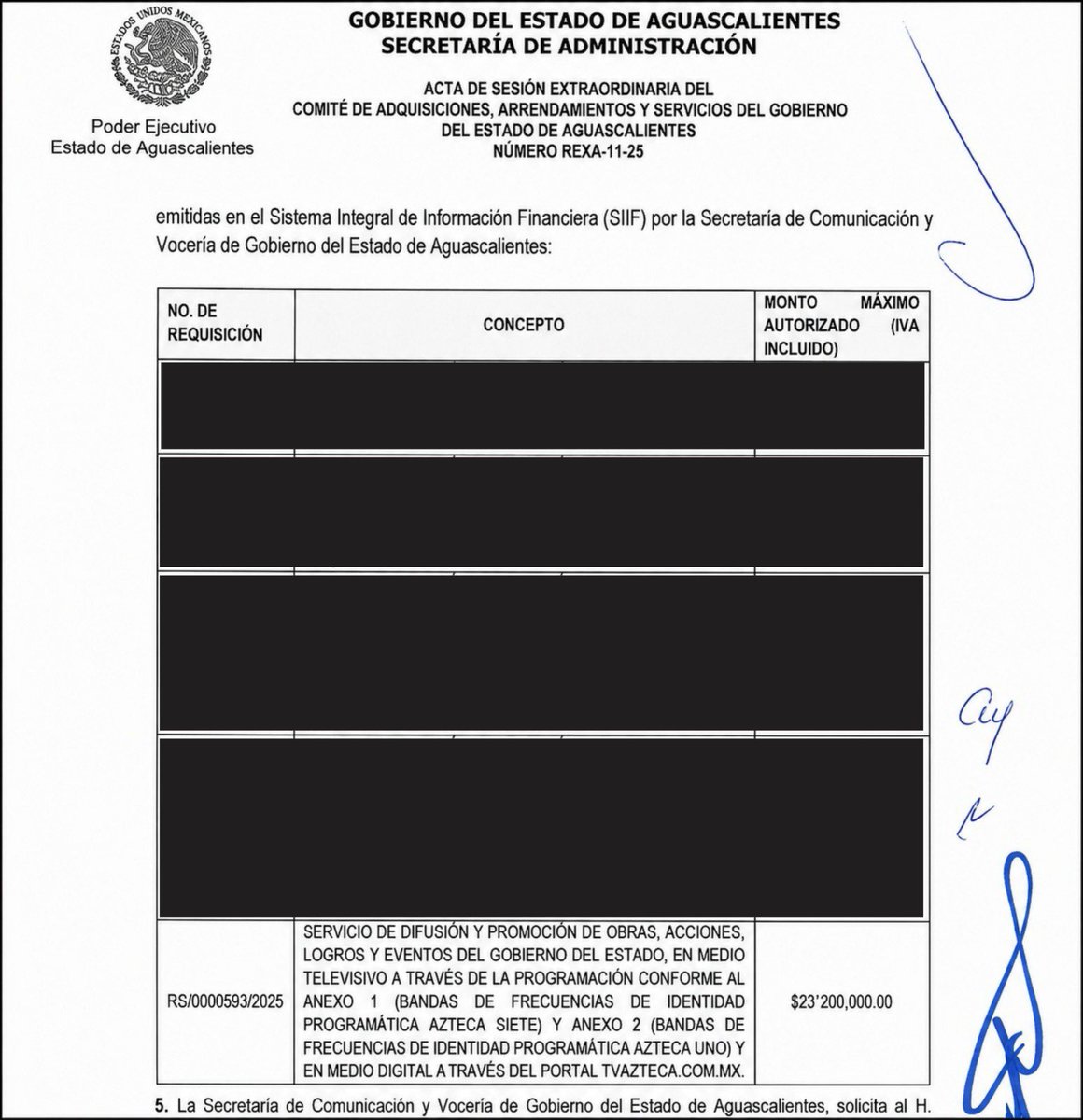🚨BOMBAZO 💣 

Filtran contrato del Gobierno Panista de Aguascalientes, quien sigue repartiendo millones en “chayote” a las televisoras de Ricardo Salinas Pliego.

$23,200,000.00 millones para TV Azteca, pero para las necesidades del pueblo siempre dicen que “no hay recursos”.