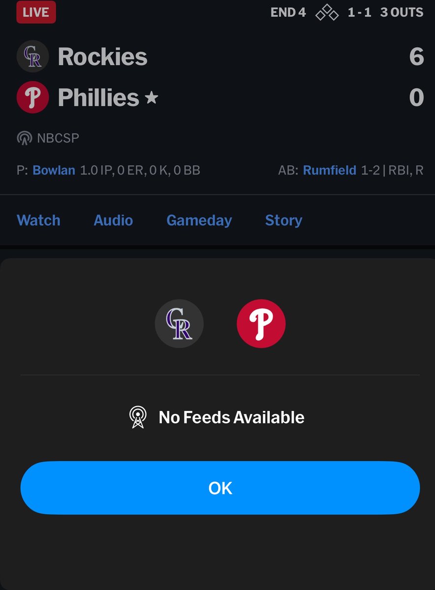 mpschoney's tweet photo. @MLBFanSupport @MLBTV not that want to watch this blowout but why can’t I??! Please help https://t.co/XT2EjJIflr