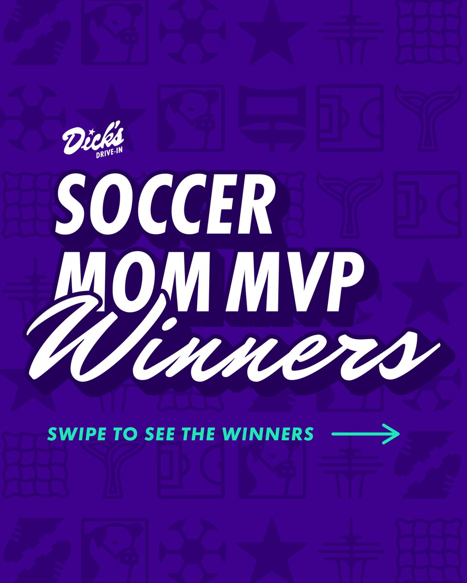 DicksDriveIns's tweet photo. ⚽️ Presenting our 2026 “Soccer Mom MVP” Winners! 🥳 🏆 We couldn’t pick just one, plus we have two runners-up. We will highlight our 3 winners over the next week, sharing more of their nominators' stories. To read all their stories now, click the direct link. https://t.co/CK53IqvIx5  Thank you to all who participated! Keep an eye out for more soccer stories and celebrations over the next couple months.