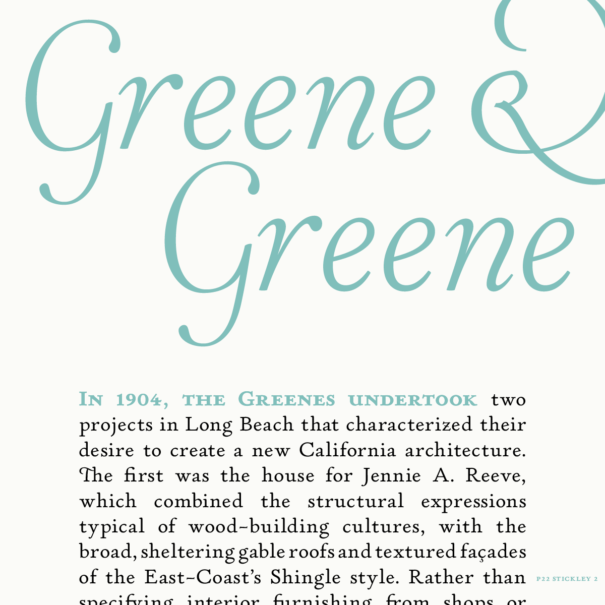 Announcing P22 Stickley 2. Designed by Michael Stickley &amp; developed with <a href="/thetypefounders/">thetypefounders</a>. Now available in 5 optical sizes, 3 weights with italics, &amp; support for Cherokee, Cyrillic, Greek, &amp; Latin. 

Made for typography at every scale. Find it on p22.com today.